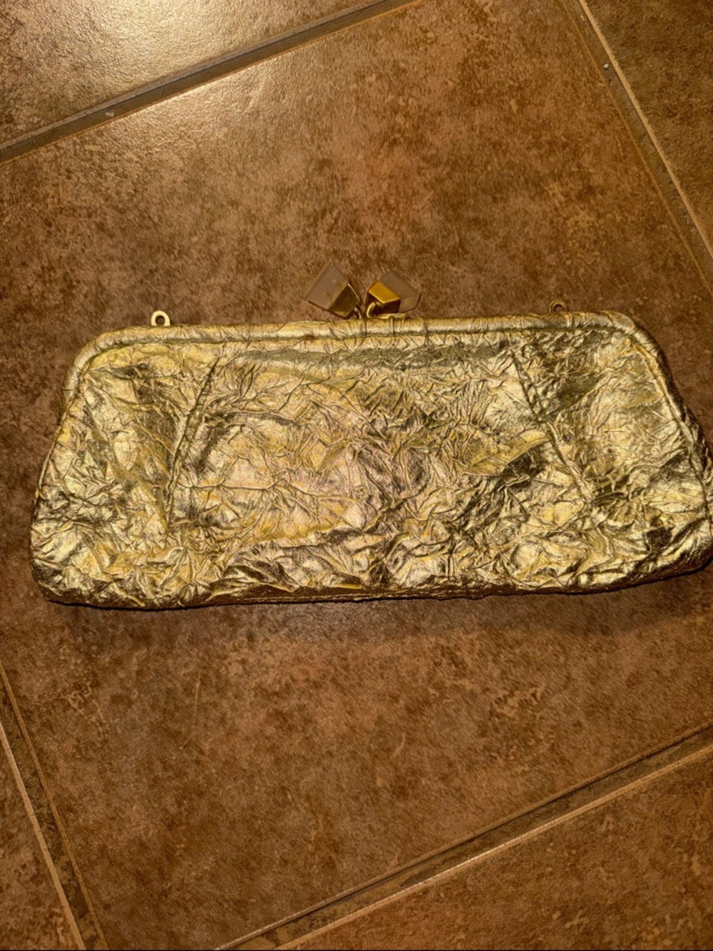 Sondra Roberts vintage gold foil clutch